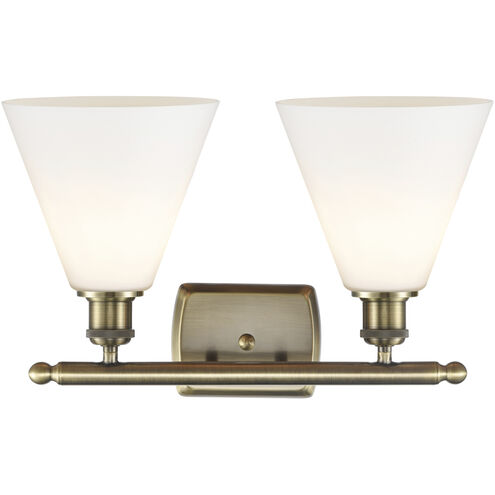 Ballston Ballston Cone LED 18 inch Antique Brass Bath Vanity Light Wall Light in Matte White Glass