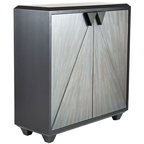 Ellington Gray Straw Marquetry and Ebony Cabinet