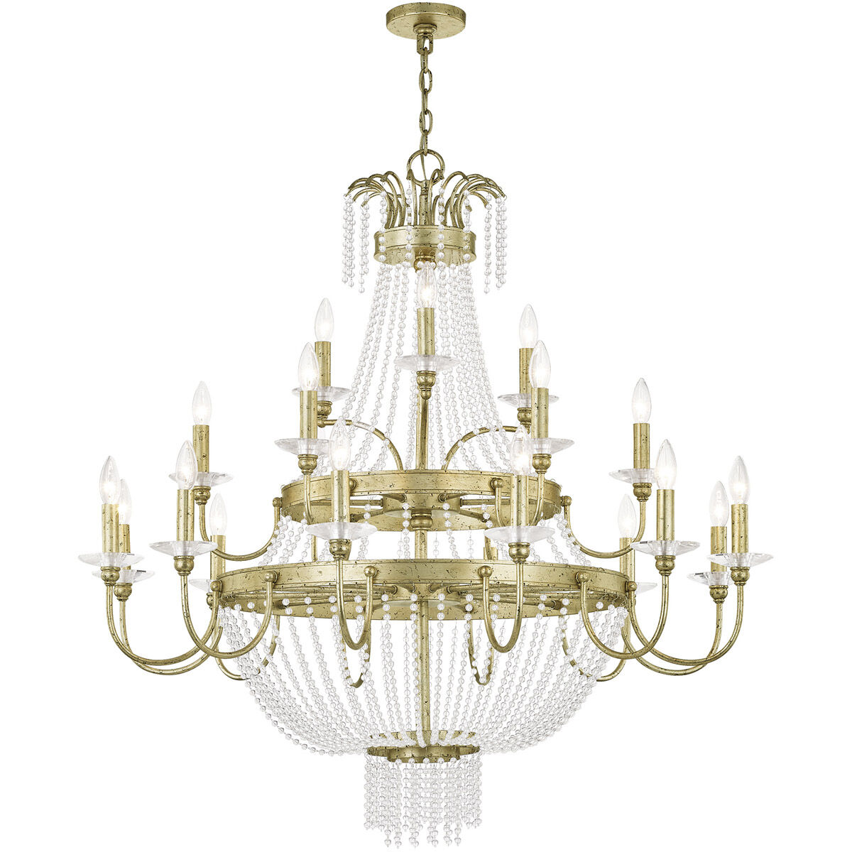 Valentina 21 Light 42 inch Hand Applied Winter Gold Foyer Chandelier Ceiling Light
