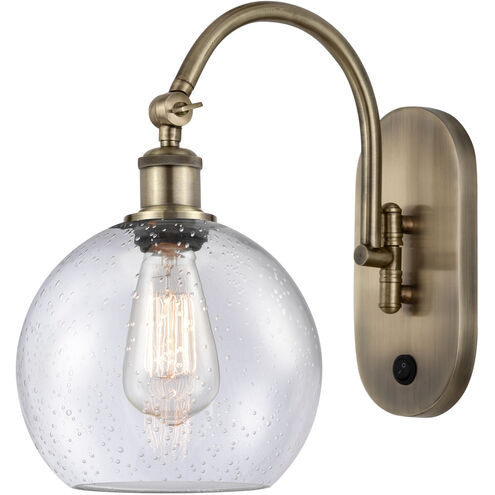 Ballston Athens LED 8 inch Antique Brass Sconce Wall Light in Seedy Glass