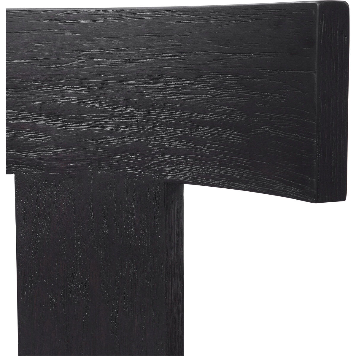 Idris Charcoal Black Stain and White Fabric Armless Chair