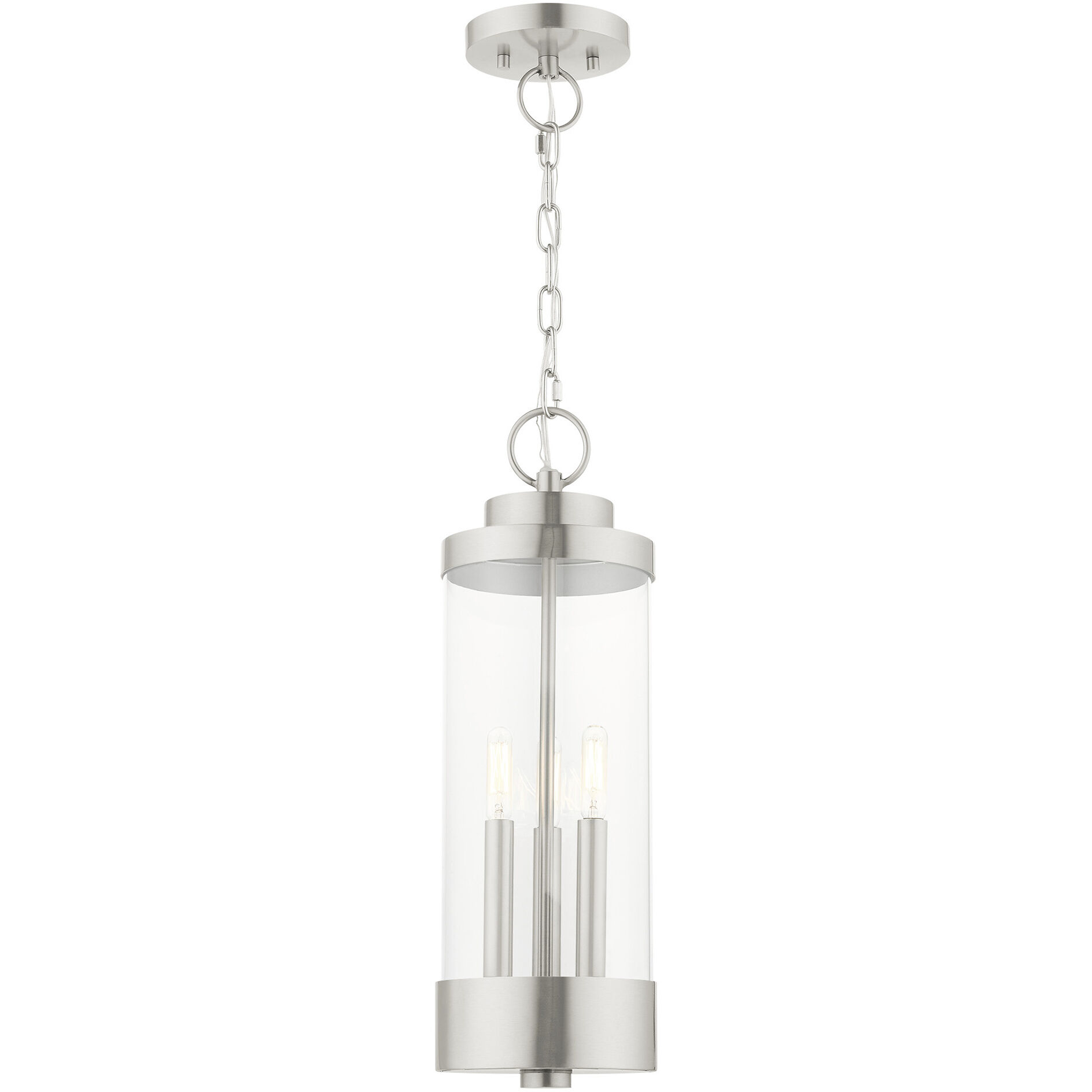 Hillcrest 3 Light 7 inch Brushed Nickel Outdoor Pendant Lantern