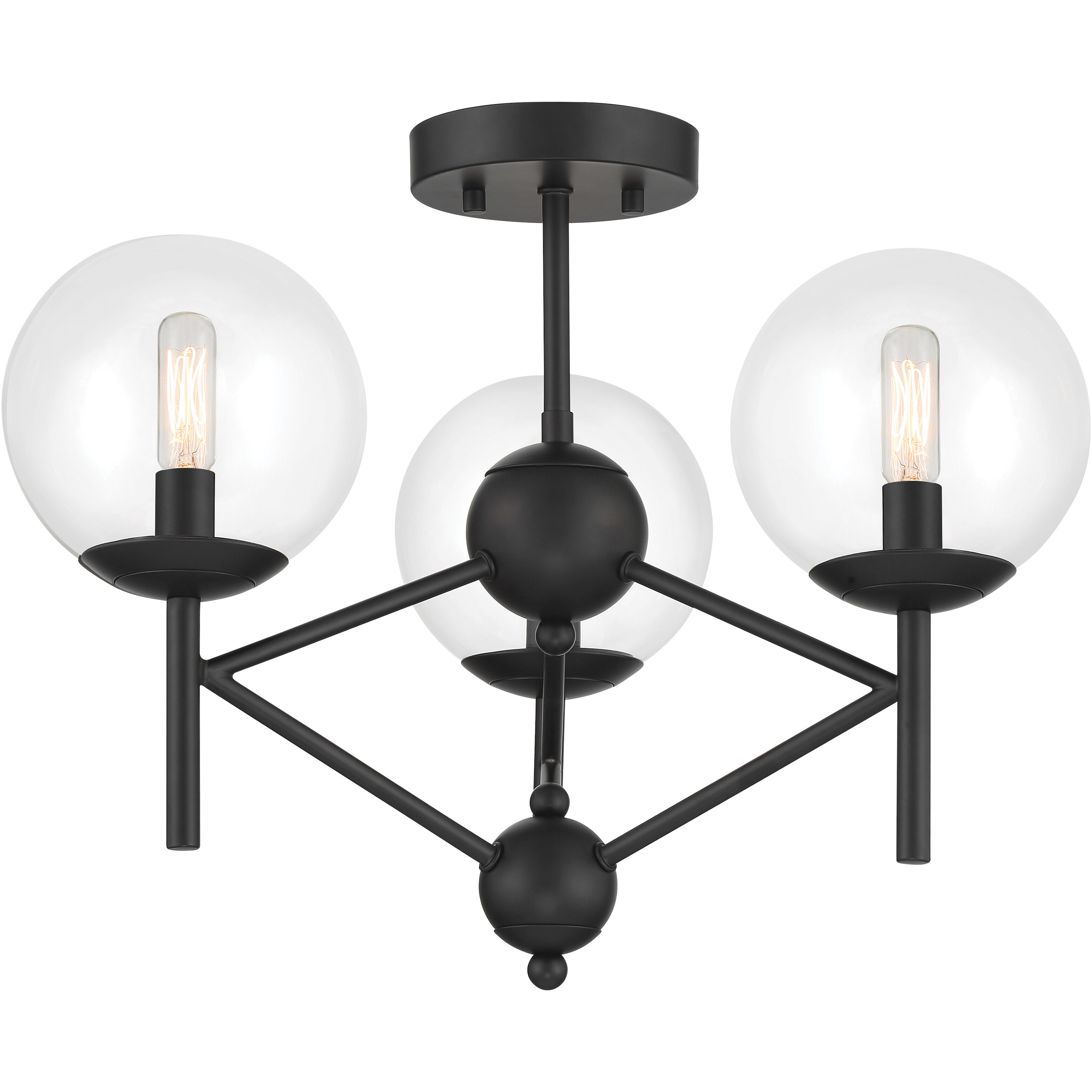 Auresa 3 Light 20 inch Coal Semi Flush Mount Ceiling Light