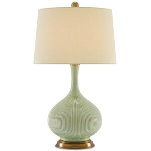 Cait 30 inch 150 watt Grass Green/Antique Brass Table Lamp Portable Light 
