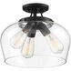 Octave 3 Light 13 inch Black Semi-Flush Ceiling Light, Essentials