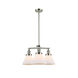 Franklin Restoration Large Cone 3 Light 22 inch Polished Nickel Chandelier Ceiling Light in Matte White Glass, Franklin Restoration
