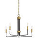 Transitional 5 Light 24 inch Oil Rubbed Bronze with Natural Brass Chandelier Ceiling Light