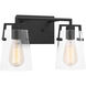 Drew & Jonathan Crofton 2 Light 14.63 inch Midnight Black Wall Bath Fixture Wall Light in Clear Glass