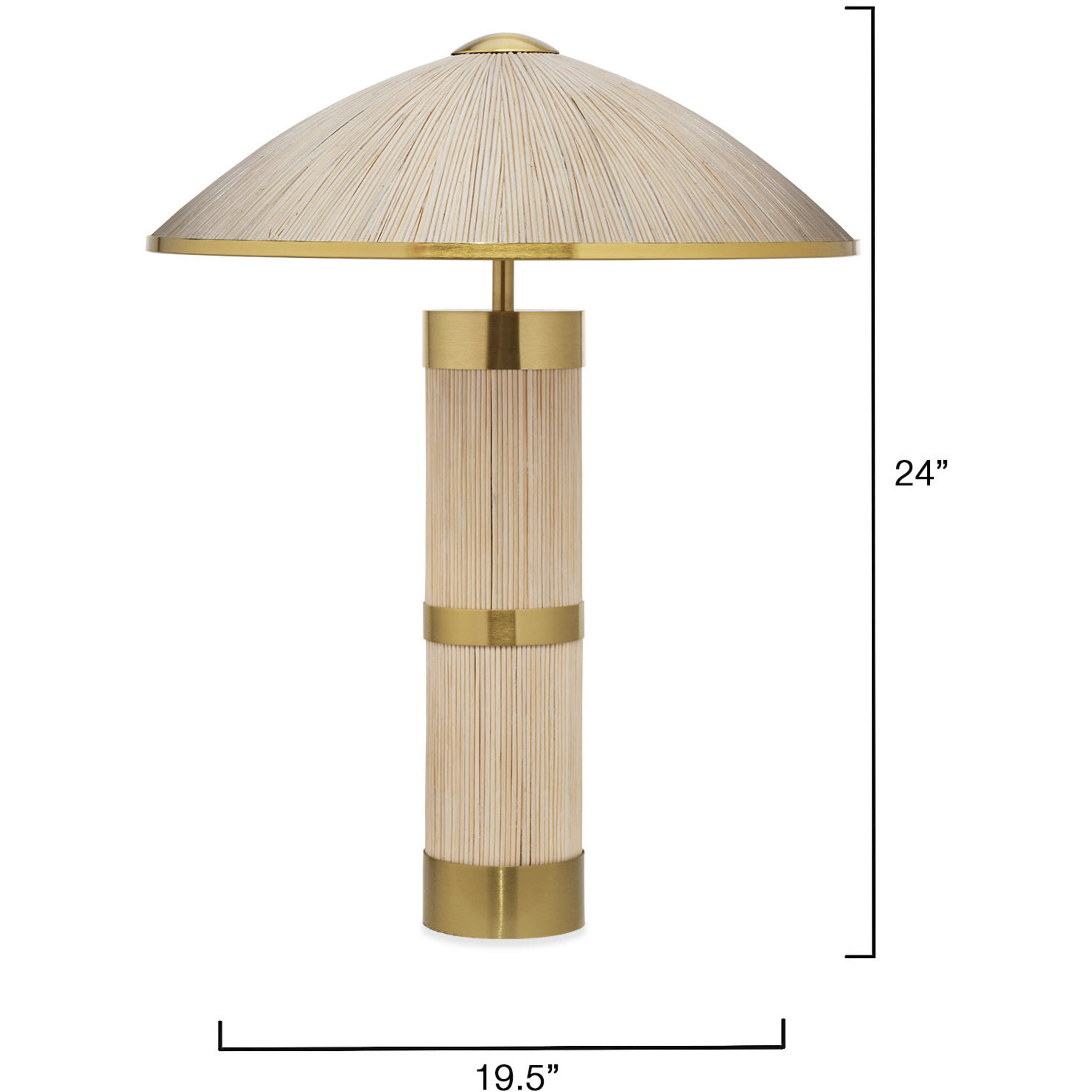 Seychelles 24 inch 60.00 watt White Washed Rattan and Polished Brass Table Lamp Portable Light, Inline