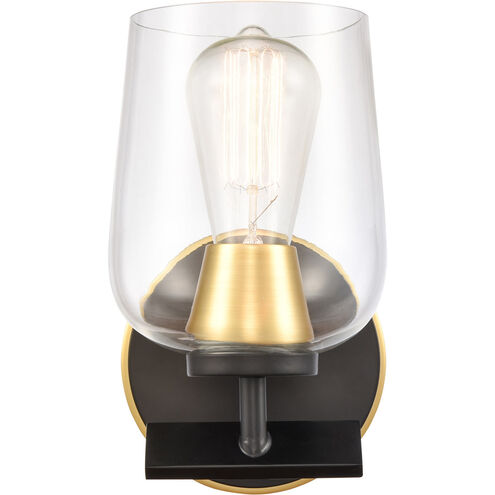 Remy LED 5 inch Black Satin Gold Bath Vanity Light Wall Light in Clear Glass