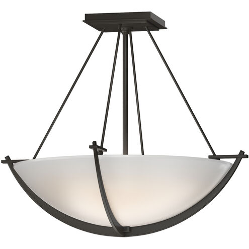 Compass 3 Light 18.1 inch Dark Smoke Semi-Flush Ceiling Light in Opal, Small