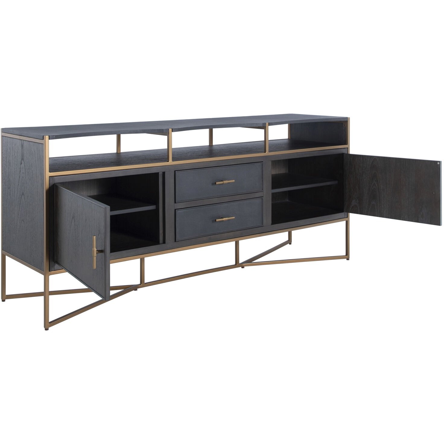 Jameson Natural Black / Black Faux Shagreen / Stained Gold Cabinet