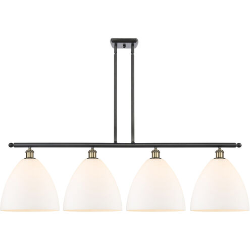 Ballston Ballston Dome Island Light Ceiling Light in Black Antique Brass, Matte White Glass