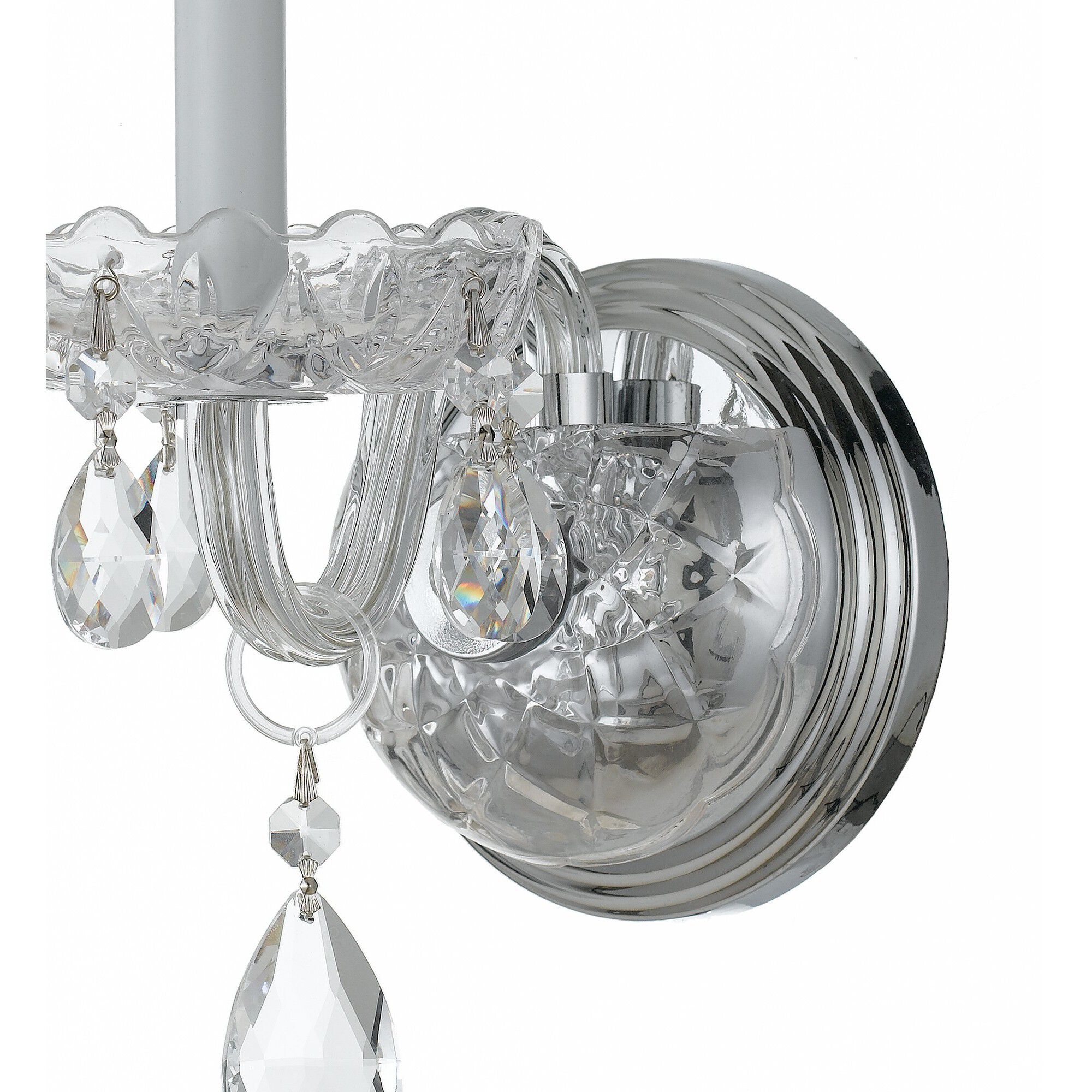 Traditional Crystal Sconce Wall Light in Clear Spectra, Polished Chrome