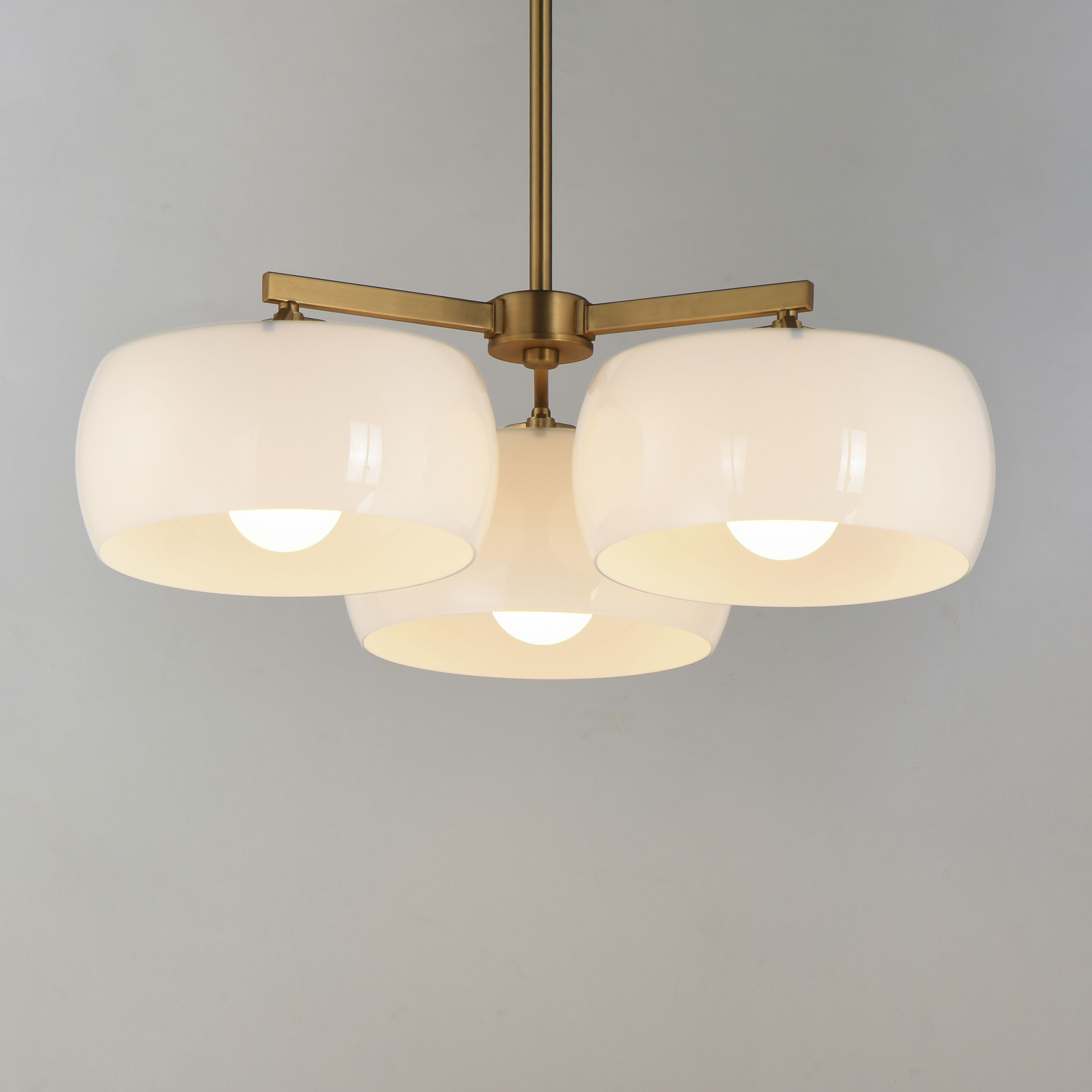 Glazed 3 Light 26 inch White and Natural Aged Brass Chandelier Ceiling Light