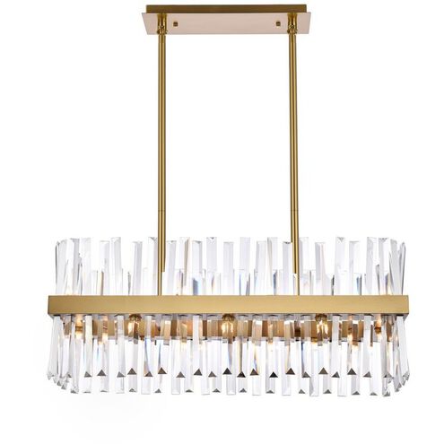 Serephina 16 Light 30 inch Satin Gold Linear Chandelier Ceiling Light