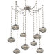 Coppa 9 Light 17 inch Beige Silver Swag Multi-Pendant Ceiling Light in Optic Rib Smoke, Rectangular Chain