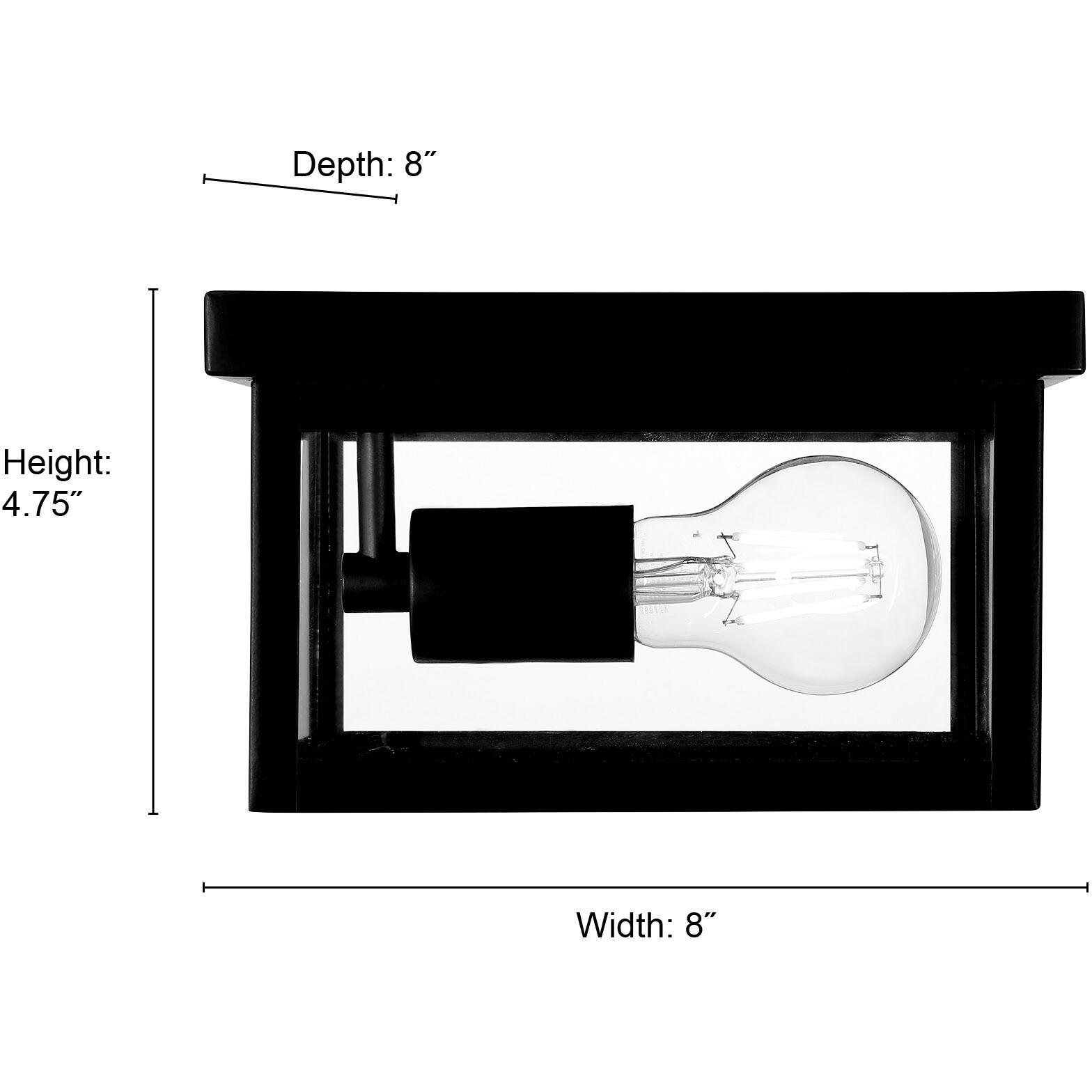Evanton 1 Light 8 inch Powder Coated Black Outdoor Flush Mount