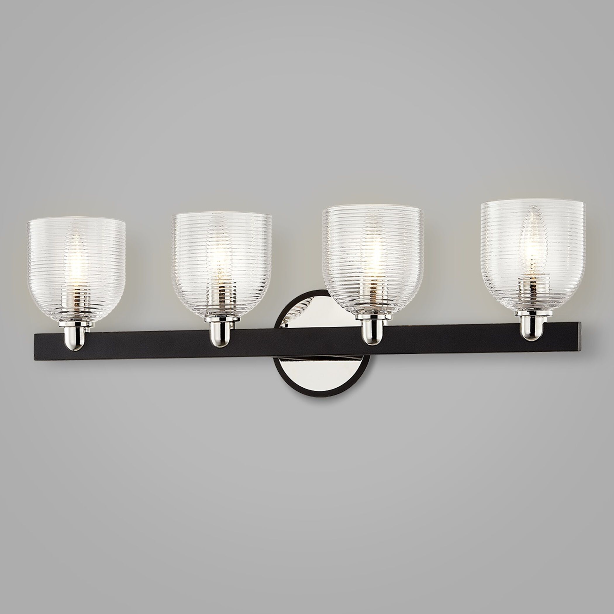 Munich 4 Light 26.5 inch Carbide Black and Polished Nickel Bath And Vanity Wall Light