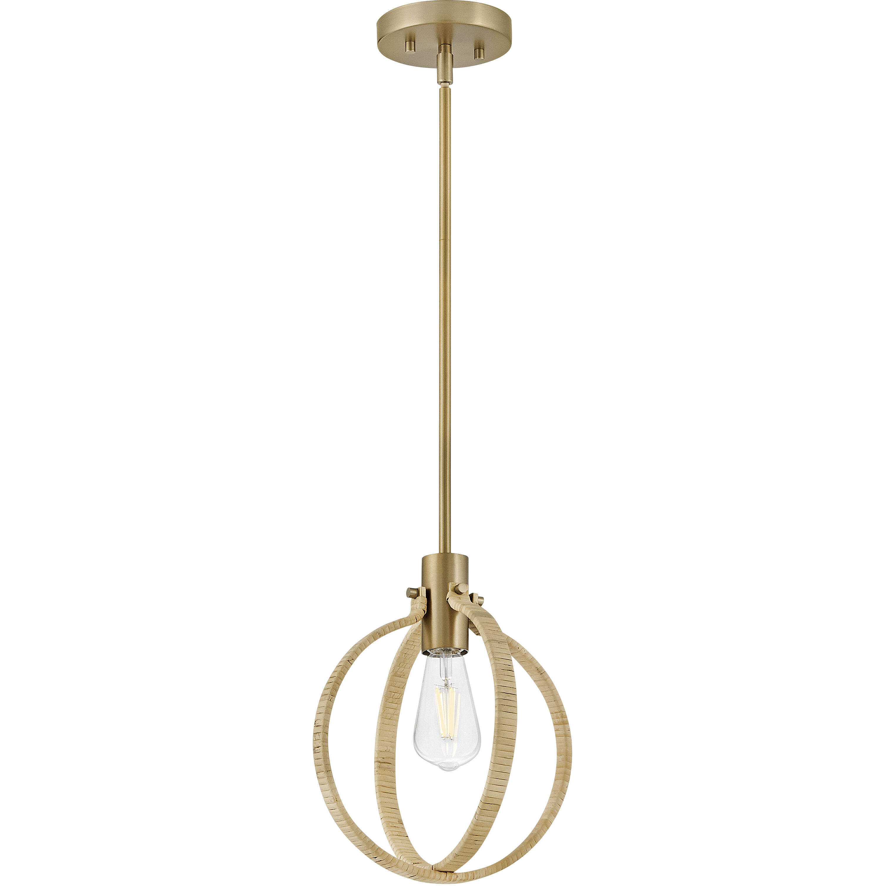 Fallon 1 Light 10 inch Lacquered Brass with Bamboo Pendant Ceiling Light