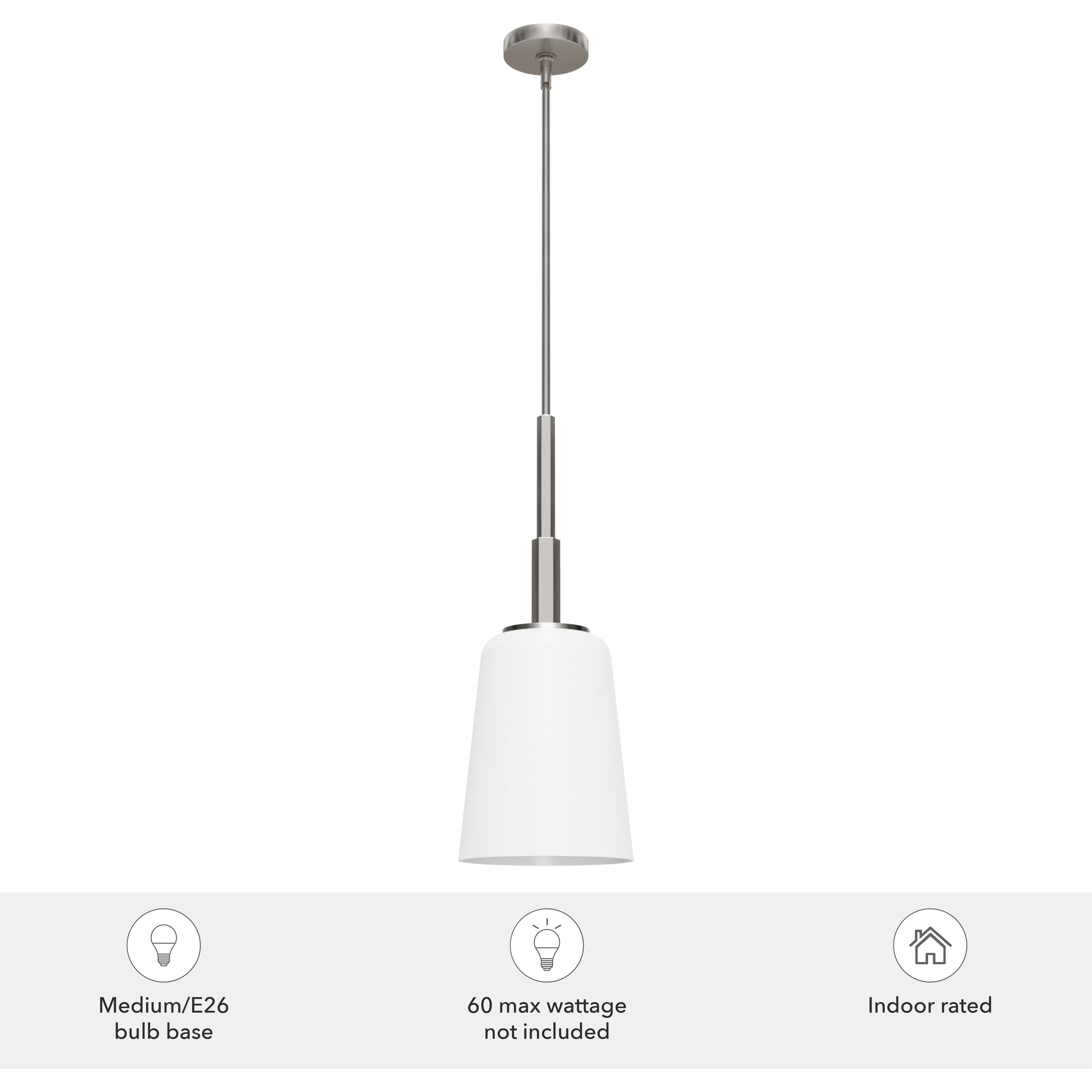 Nolita 1 Light 9.25 inch Brushed Nickel Pendant Ceiling Light, Medium