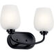 Valserrano 2 Light 15 inch Black Wall Mt Bath 2 Arm Wall Light