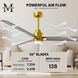 Atlas Alessandra-LK 56 inch Brushed Brass with Gray Ash Blades Indoor/Outdoor Ceiling Fan