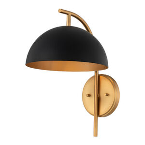 Marcel 1 Light 9 inch Matte Black with New Brass Wall Sconce Wall Light 