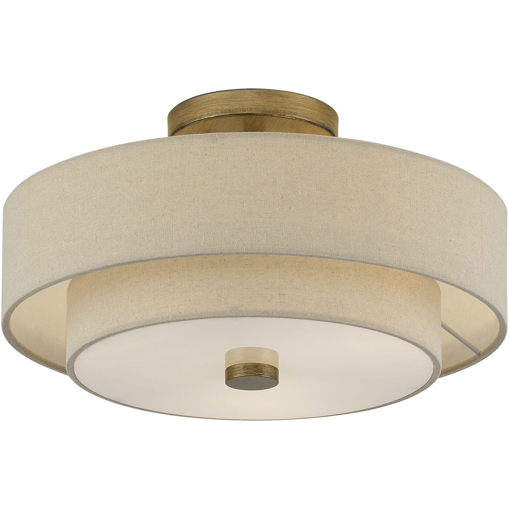 Bellingham 3 Light 15 inch Antique Gold Leaf Semi Flush Mount Ceiling Light, Large
