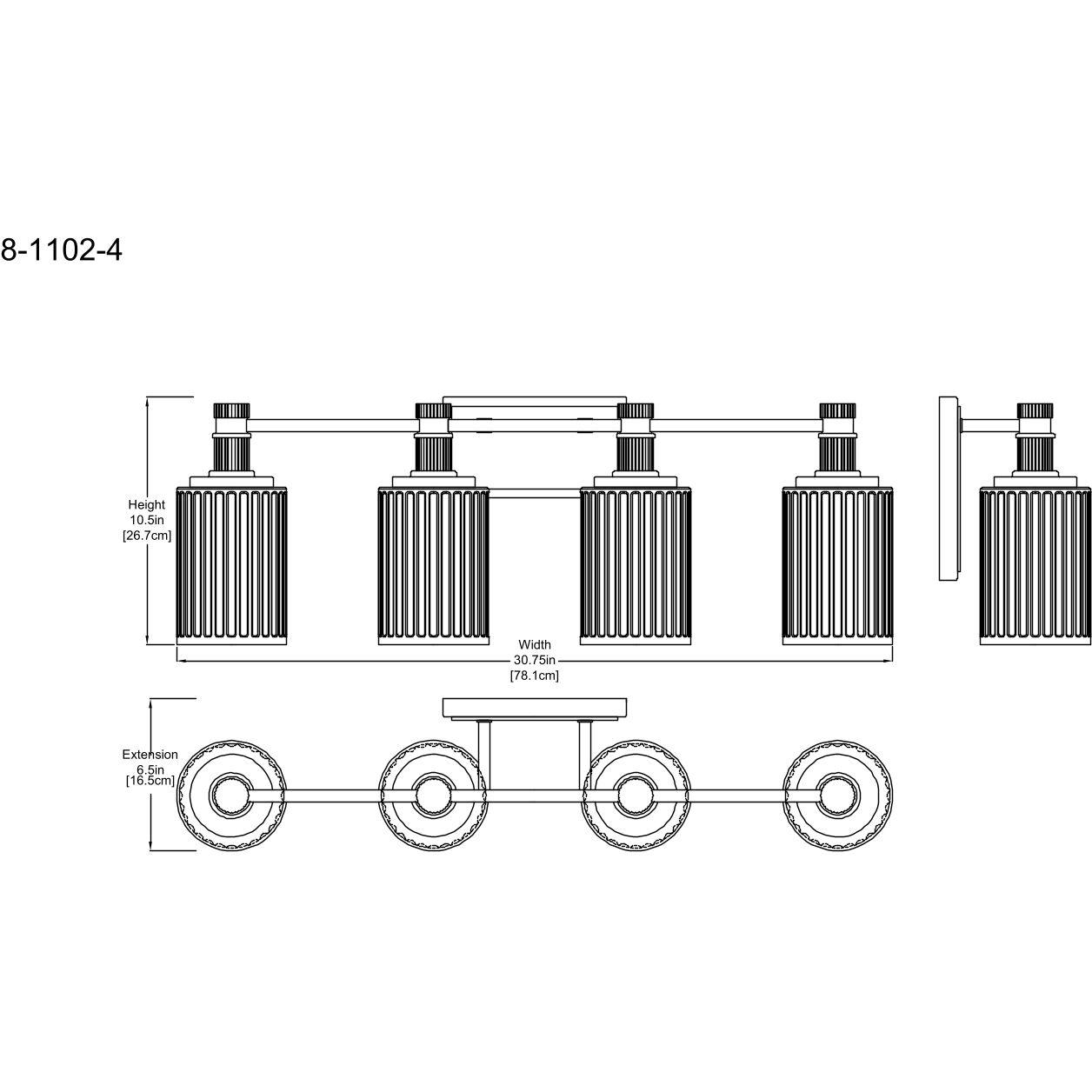 Concord 4 Light 30.75 inch Black with Warm Brass Accents Bathroom Vanity Light Wall Light