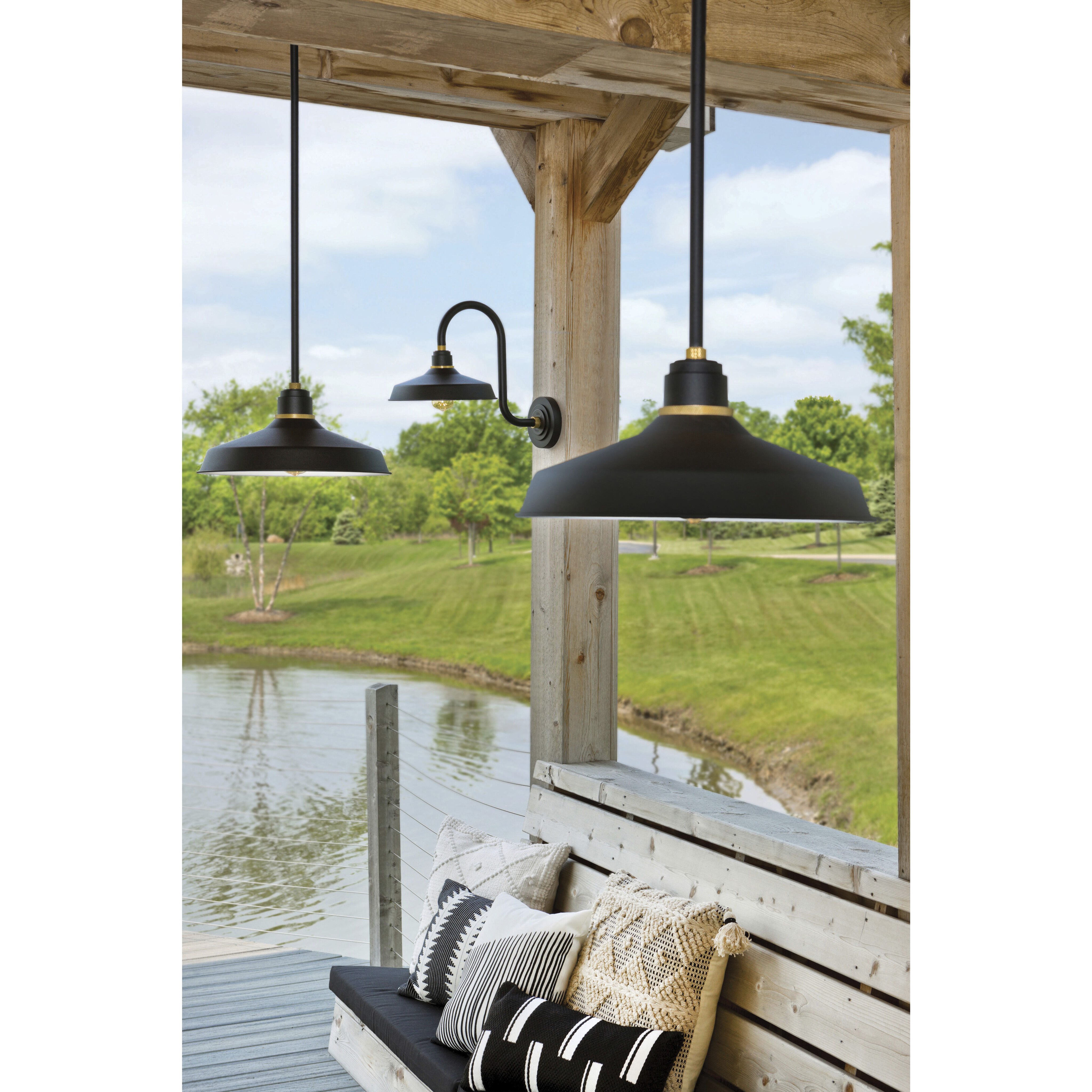 Foundry Classic Outdoor Barn Light in Textured Black, Gooseneck
