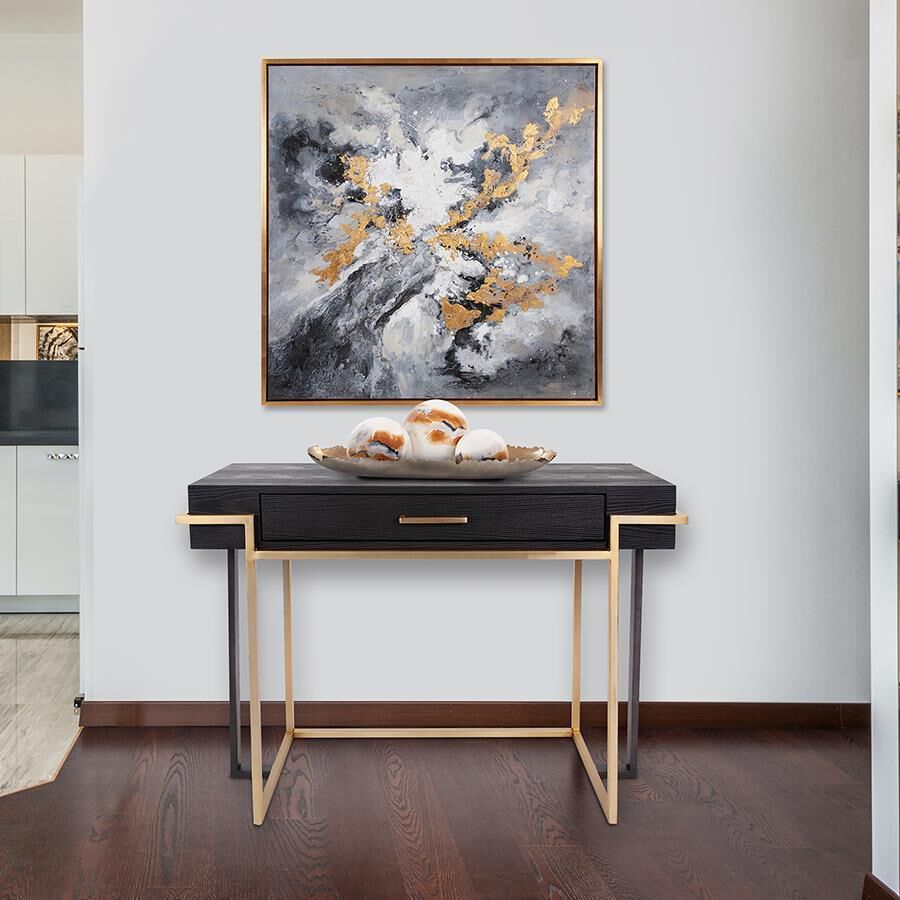 Evora 45.5 inch Matte Black and Gold Desk/Console