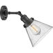 Franklin Restoration Large Cone LED 8 inch Matte Black Sconce Wall Light in Seedy Glass, Franklin Restoration