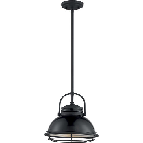 Upton 1 Light 12 inch Gloss Black and Silver Pendant Ceiling Light