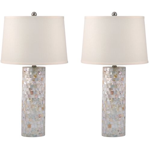 Mother of Pearl 28 inch 100 watt Natural Table Lamp Portable Light in Incandescent, 3-Way