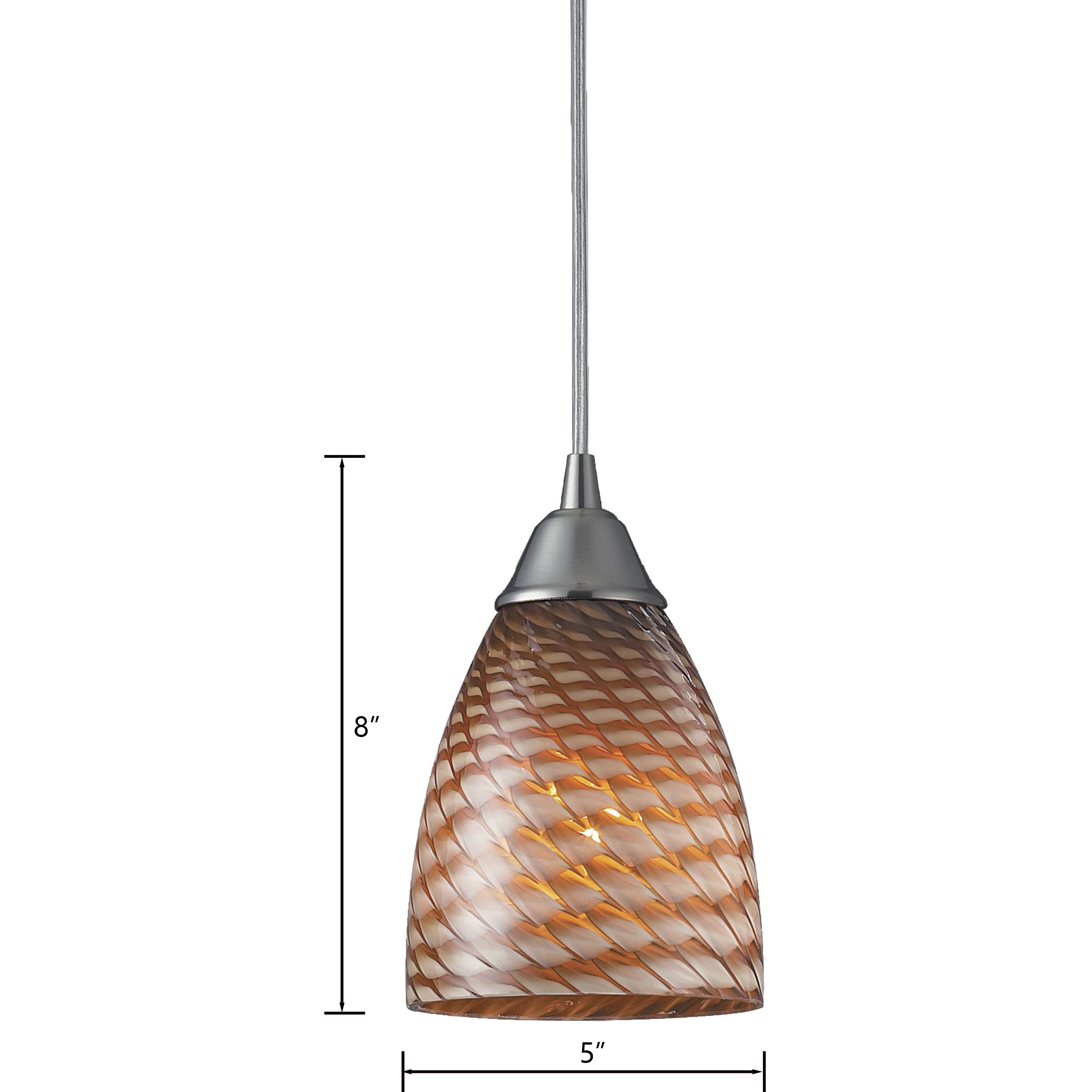 Arco Baleno 1 Light 5 inch Satin Nickel Mini Pendant Ceiling Light in Cocoa Glass