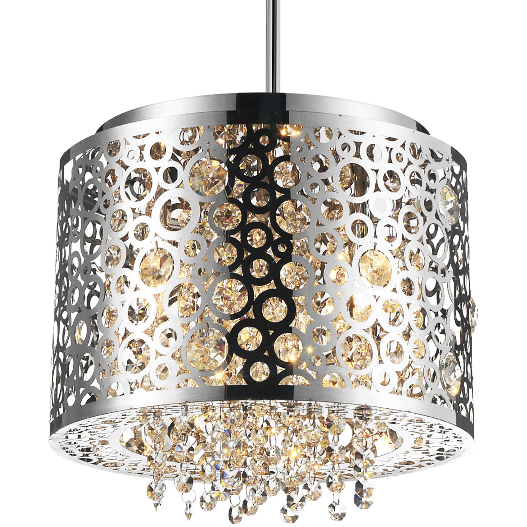 Bubbles 4 Light 12 inch Chrome Drum Shade Mini Pendant Ceiling Light