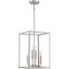 Traditional 4 Light 12 inch Brushed Nickel Pendant Ceiling Light