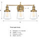 Taylor 3 Light 23 inch Old Satin Brass Bath Bar Wall Light