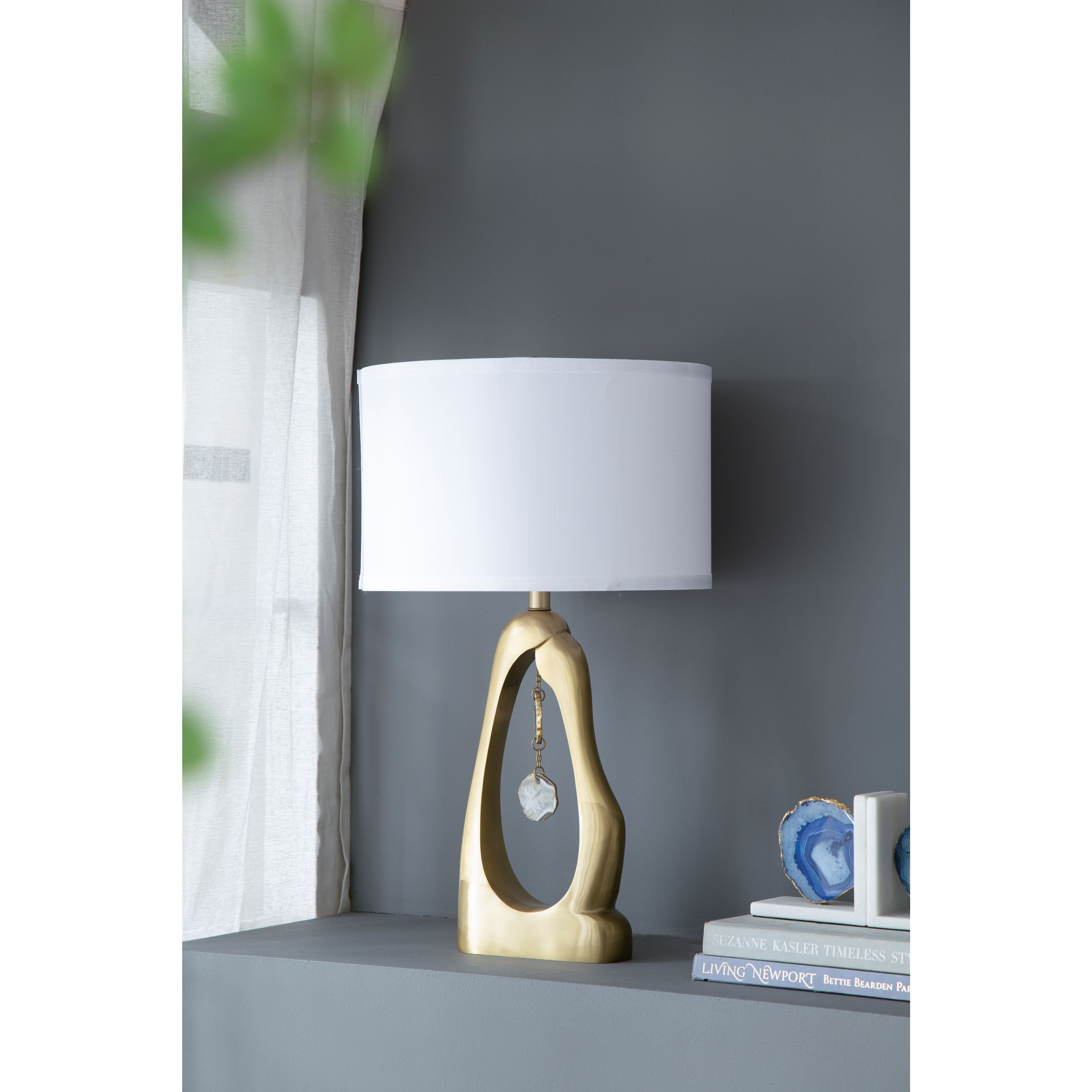 A B Home 83832 Geode 27.5 inch 40 watt Gold White Table Lamp Portable Light