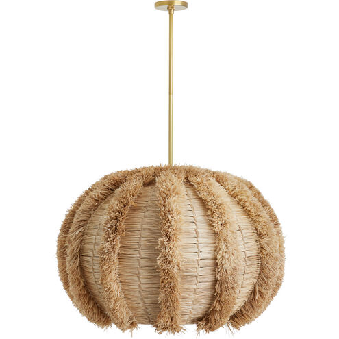 Johanna 1 Light 34 inch Natural and Antique Brass Pendant Ceiling Light