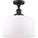 Franklin Restoration X-Large Bell 1 Light 12 inch Oil Rubbed Bronze Semi-Flush Mount Ceiling Light in Matte White Glass, Franklin Restoration