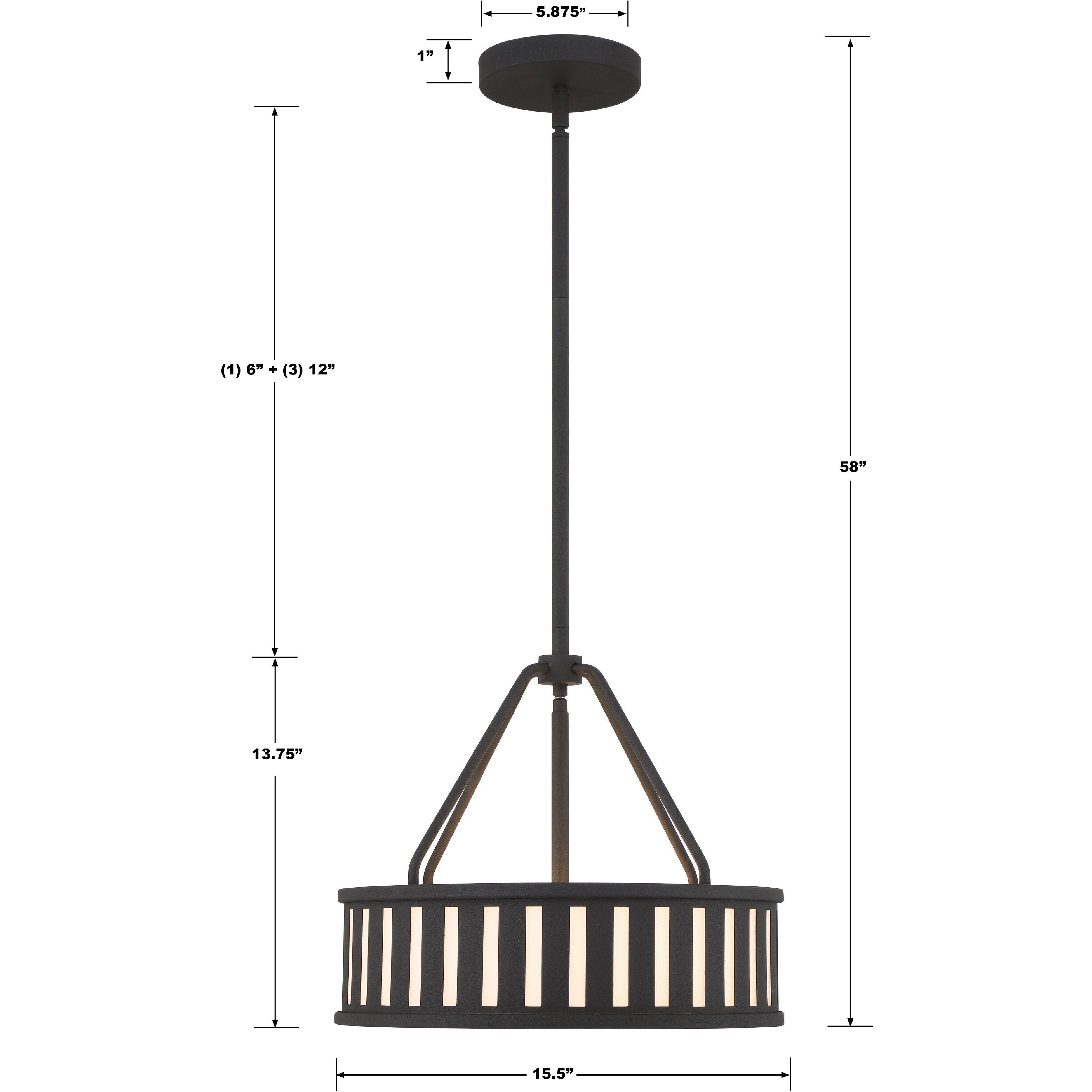 Kendal 3 Light 15.5 inch Black Forged Mini Chandelier Ceiling Light