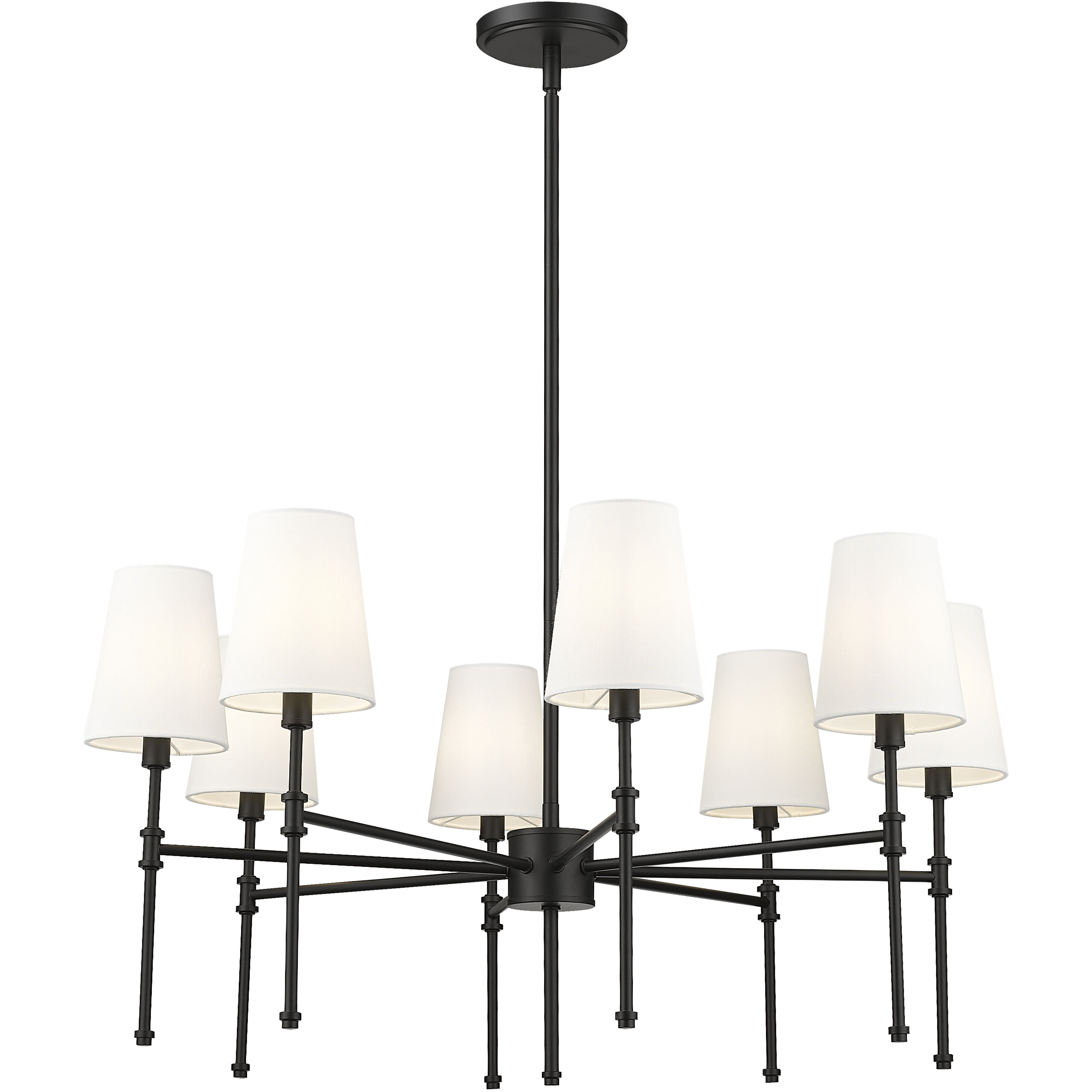 Adorra 8 Light 30 inch Matte Black Chandelier Ceiling Light