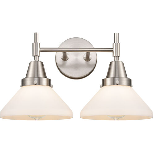 Caden LED 17 inch Satin Nickel Bath Vanity Light Wall Light in White Glass