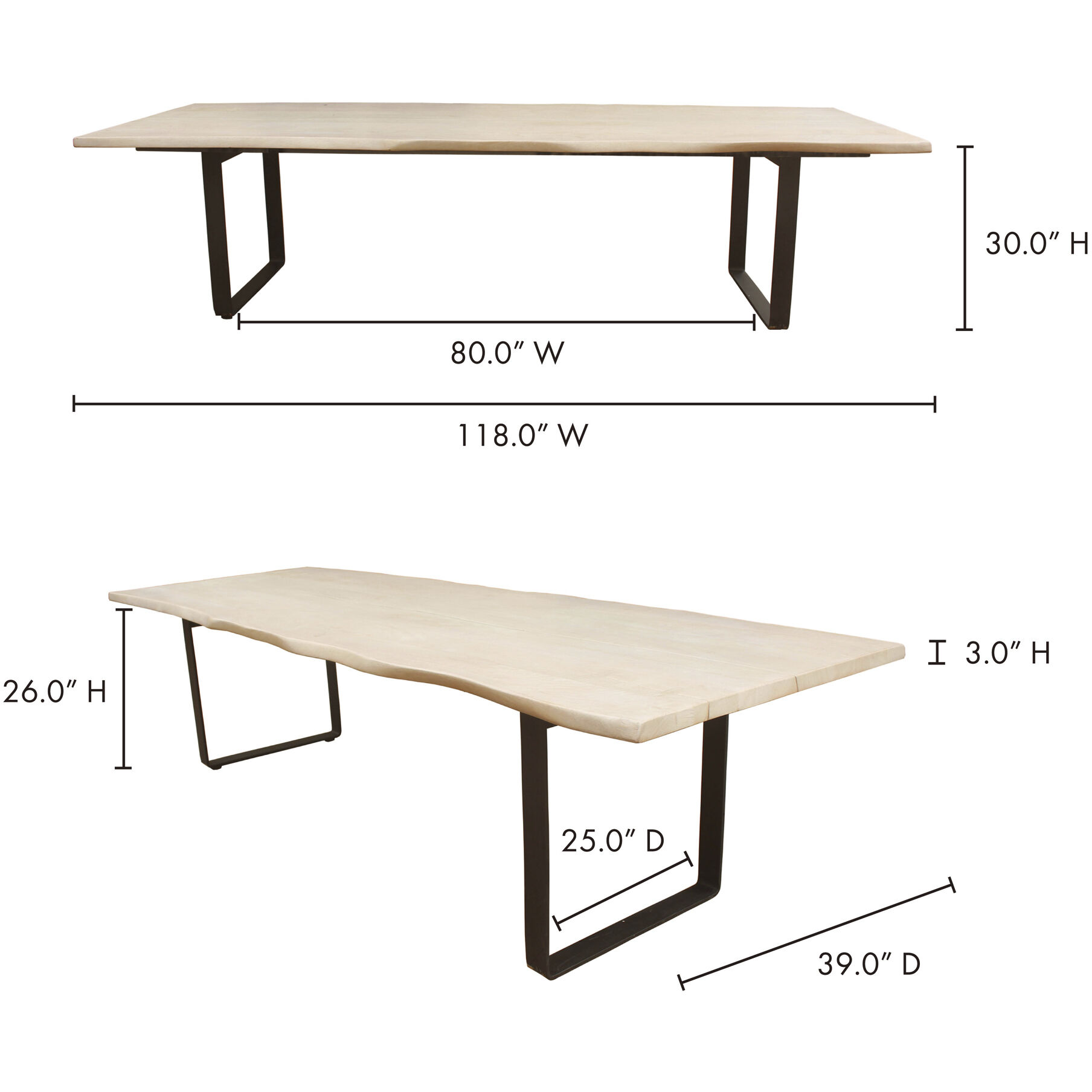 Wilks 118 X 39 inch White Dining Table