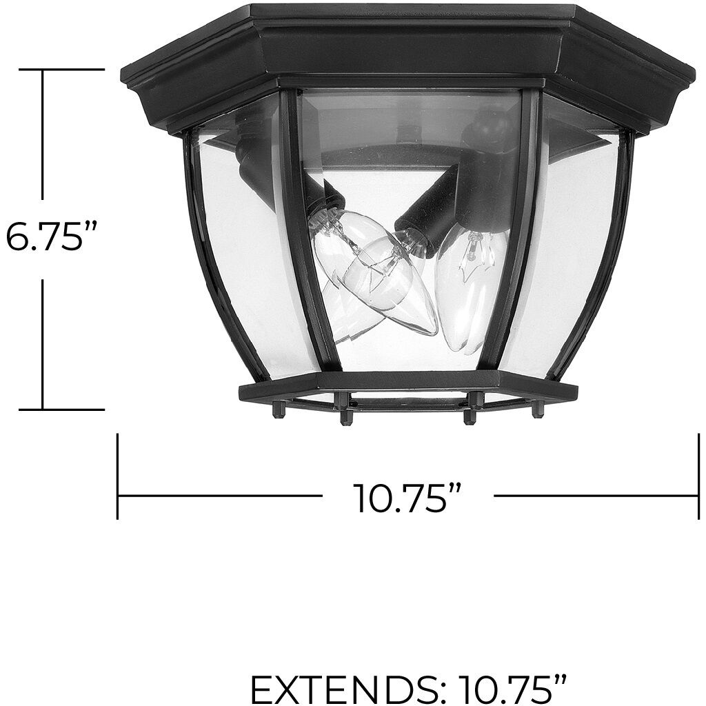 Outdoor 3 Light 11 inch Black Outdoor Flush Mount