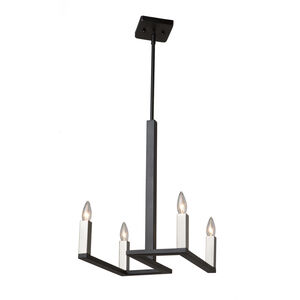 Urban Chic 4 Light 16 inch Matte Black and Satin Nickel Candle Chandelier Ceiling Light