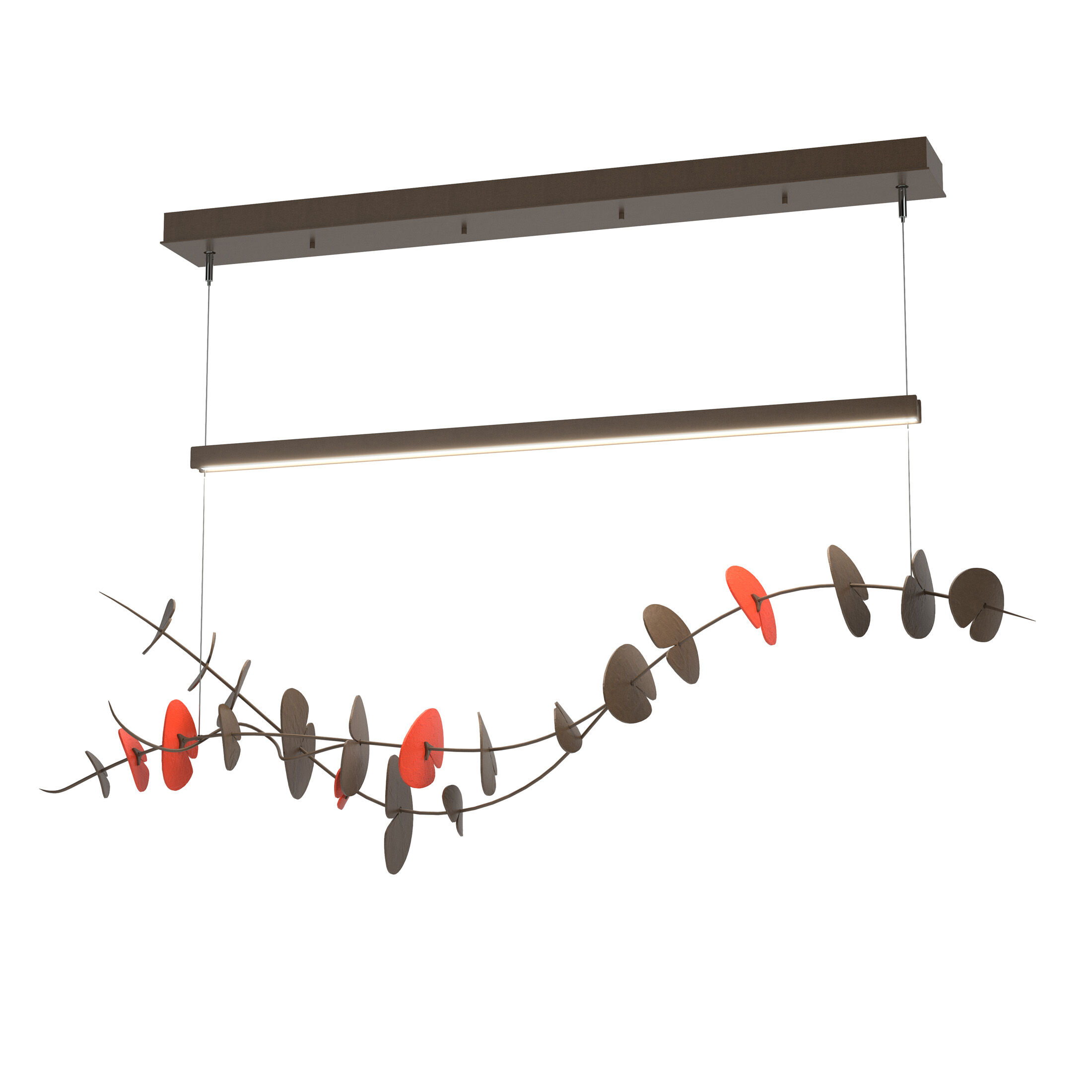 Lily LED 41.1 inch Bronze and Satin Red Pendant Ceiling Light in Bronze/Satin Red