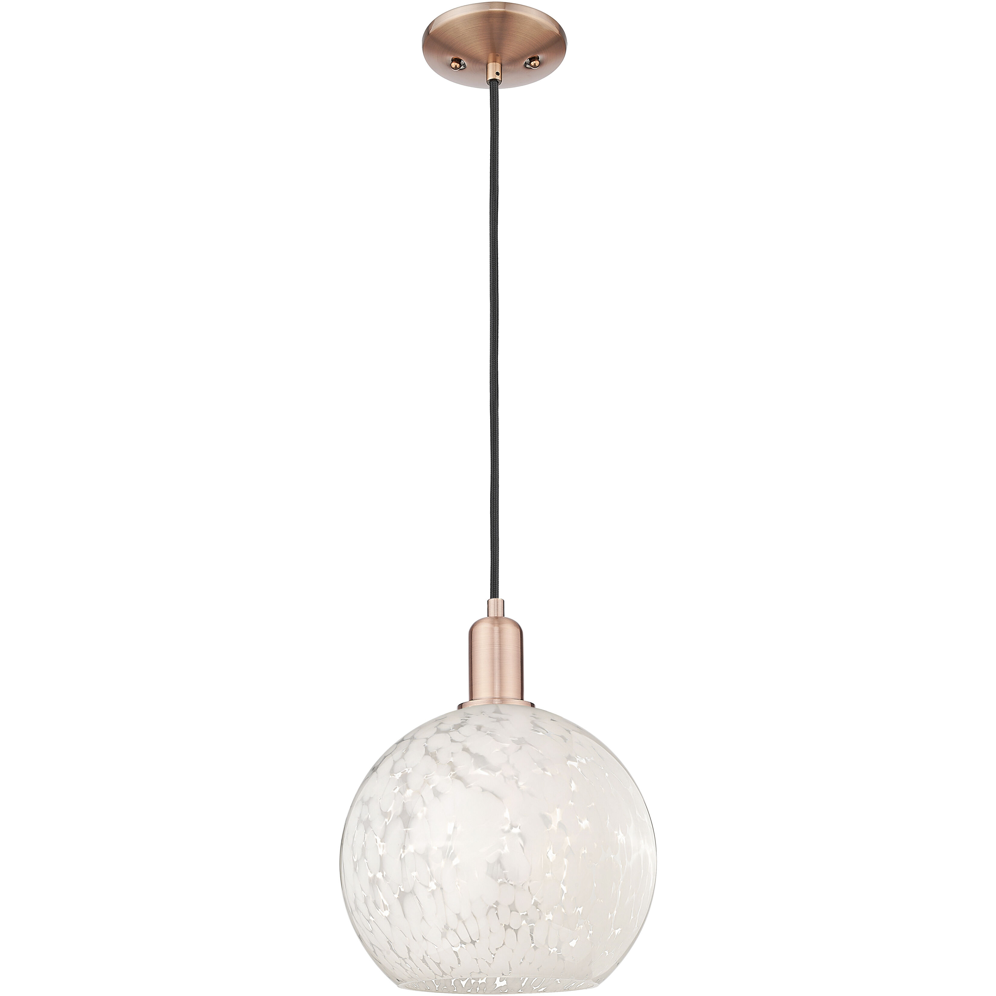 Arcadia White Mouchette 1 Light 10 inch Antique Copper Mini Pendant Ceiling Light